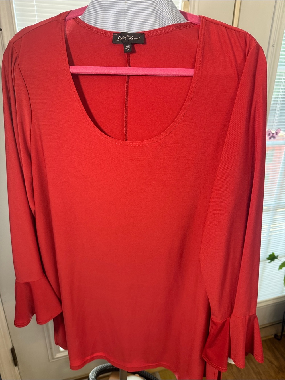 Slinky Brand Red Scoop Neck Top